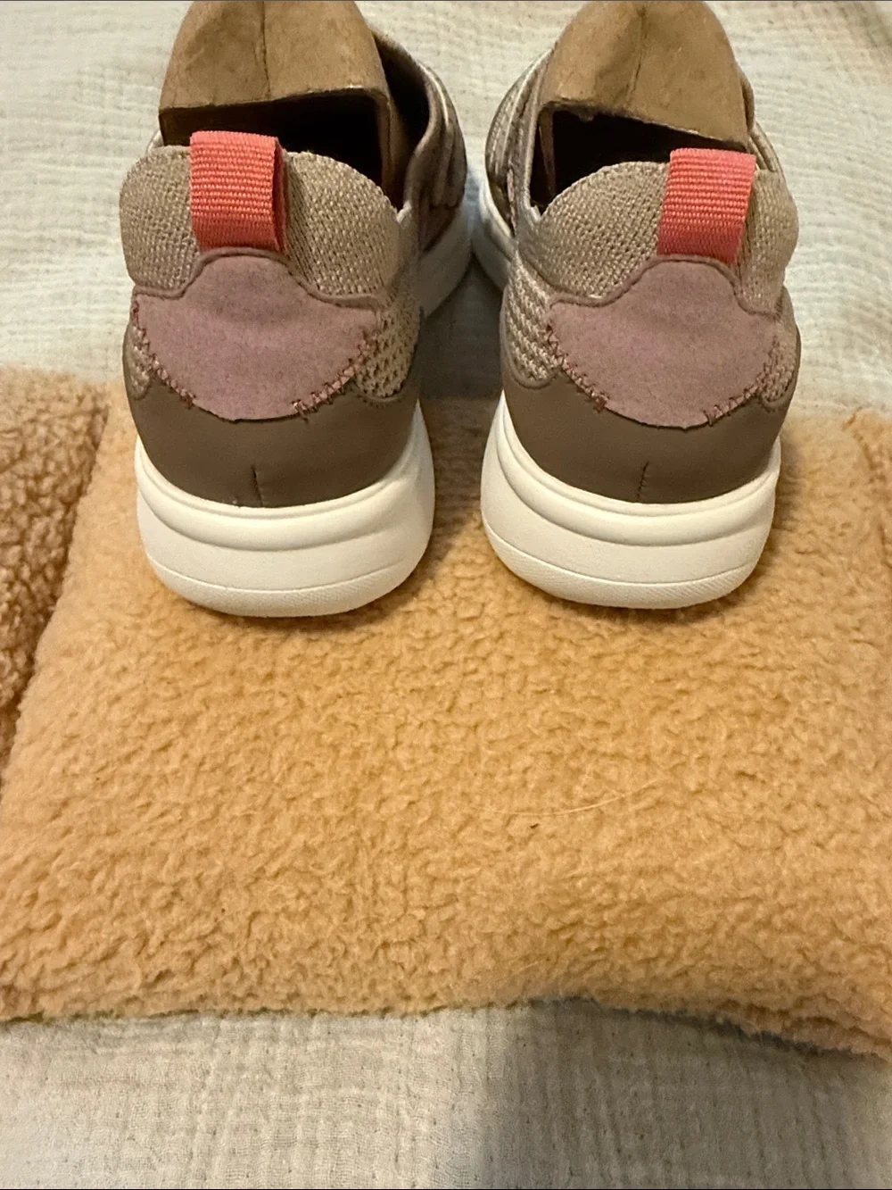 Womens Lightweight Knit Slip-On Shoes in Beige